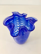 Load image into Gallery viewer, Cobalt Blue Swirl Art Glass Vase