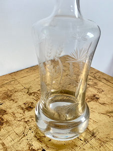Large Vintage Etched Glass Liquor Decanter
