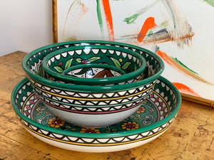 Vibrant set of four Palestinian ceramic nesting bowls