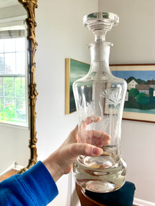 Large Vintage Etched Glass Liquor Decanter