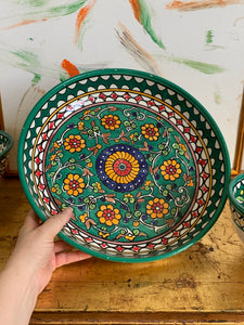 Vibrant set of four Palestinian ceramic nesting bowls