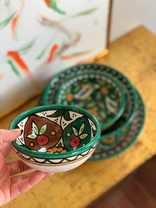 Vibrant set of four Palestinian ceramic nesting bowls