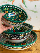 Load image into Gallery viewer, Vibrant set of four Palestinian ceramic nesting bowls