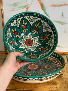 Vibrant set of four Palestinian ceramic nesting bowls