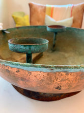Load image into Gallery viewer, Large copper ikebana bowl lined with verdigris