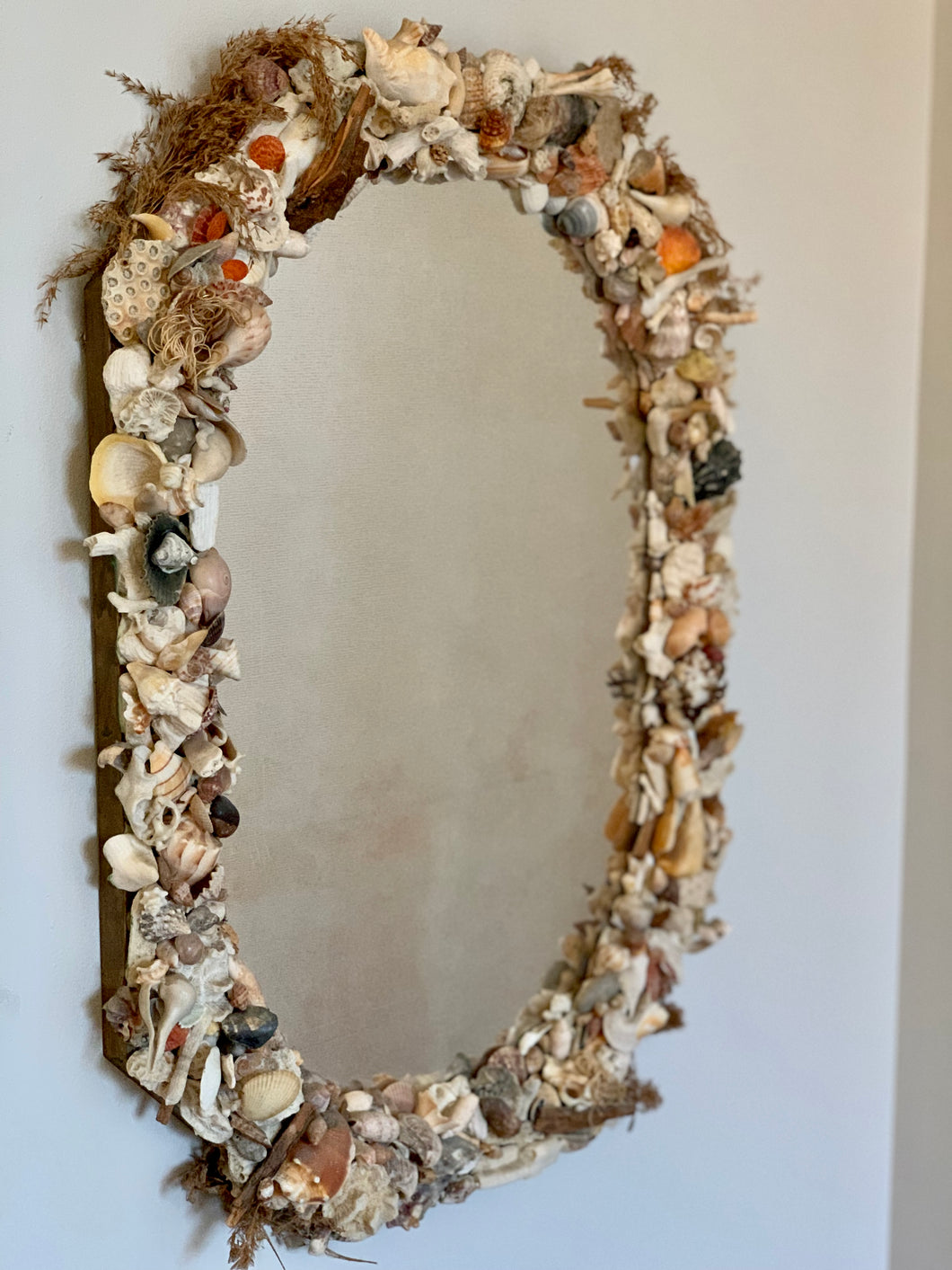 Vintage handmade shell mirror