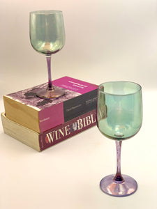 Light Emerald and Lavender Wine Glasses (Pair)