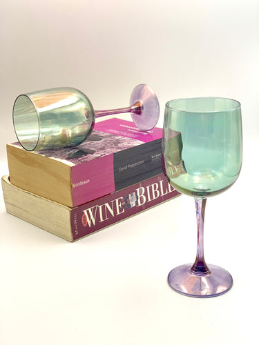 Light Emerald and Lavender Wine Glasses (Pair)