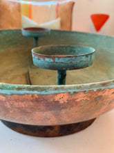 Load image into Gallery viewer, Large copper ikebana bowl lined with verdigris